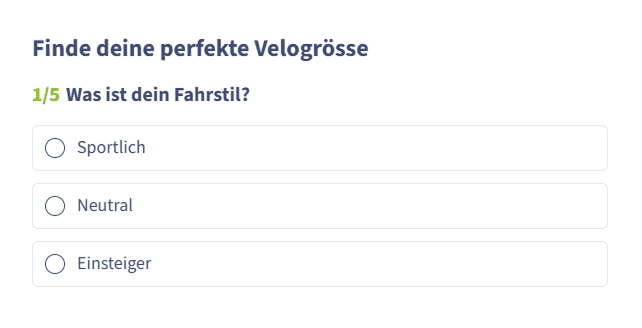 Grössenrechner Schritt 1: Fahrstil wählen